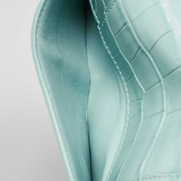 Balenciaga Light Green Croc Embossed Leather Soft Hourglass Wallet On Chain Bag - Picture 7 of 12